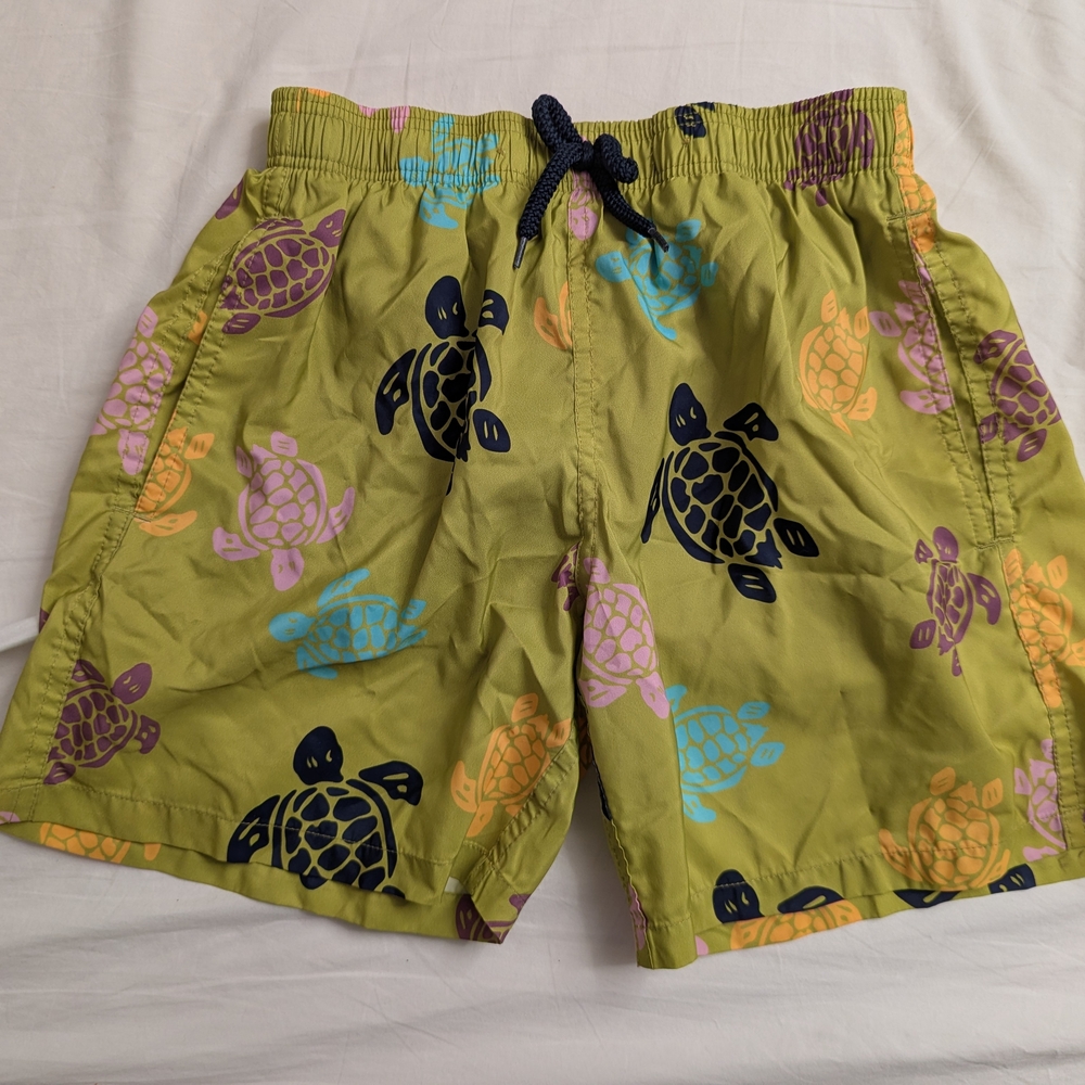 Vilebrequin Kids Swim Trunks - Green with Multicolor Turtles